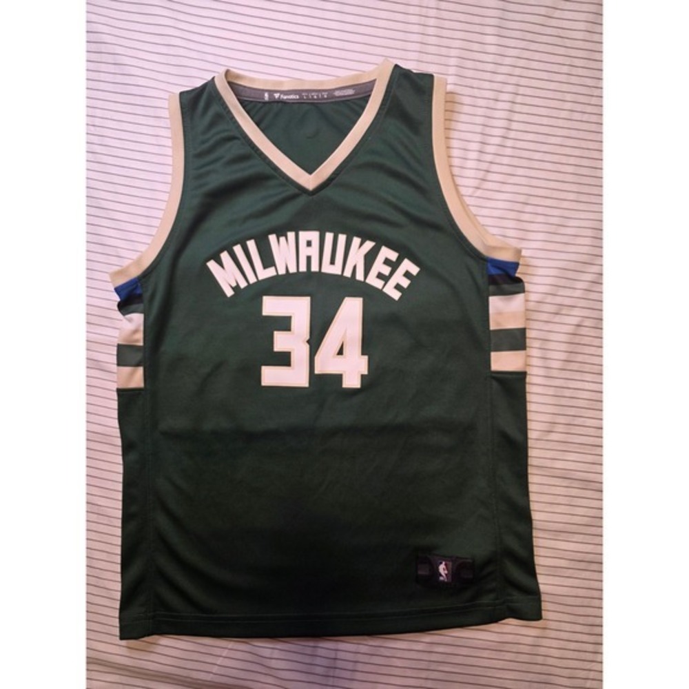 1129 Fanatics Milwaukee Bucks Giannis Antetokounmpo 34 Youth Jersey Green Size L